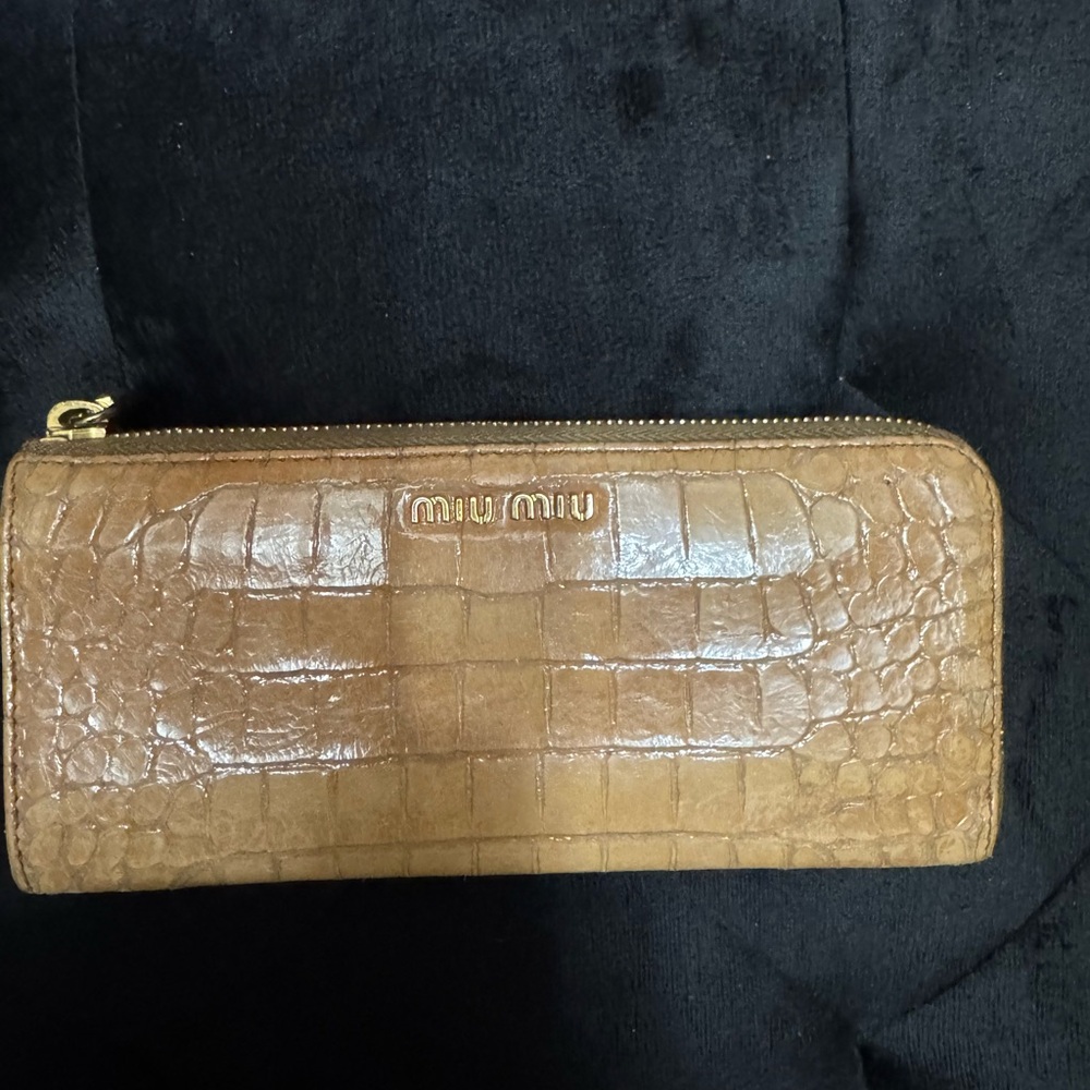 Miu Miu Brown Croc-Embossed Wallet